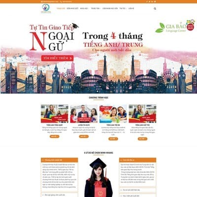 thiết kế web giới thiệu trung tâm ngoại ngữ