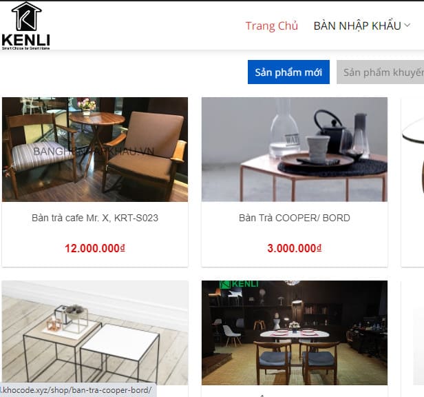 mẫu web nội thất